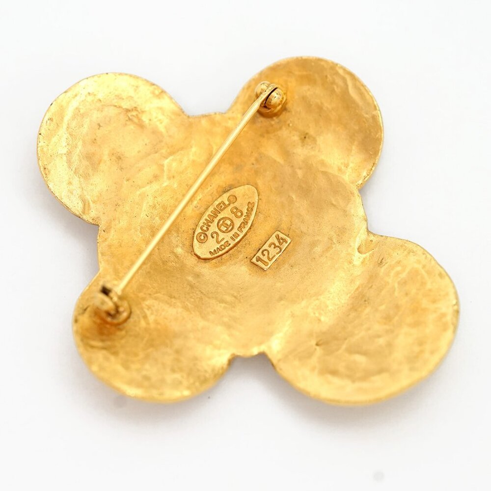 CHANEL CC Logos Round Cross Brooch Gold Tone 28 1234 Pin Auth w/Box q1138 - Picture 4 of 4